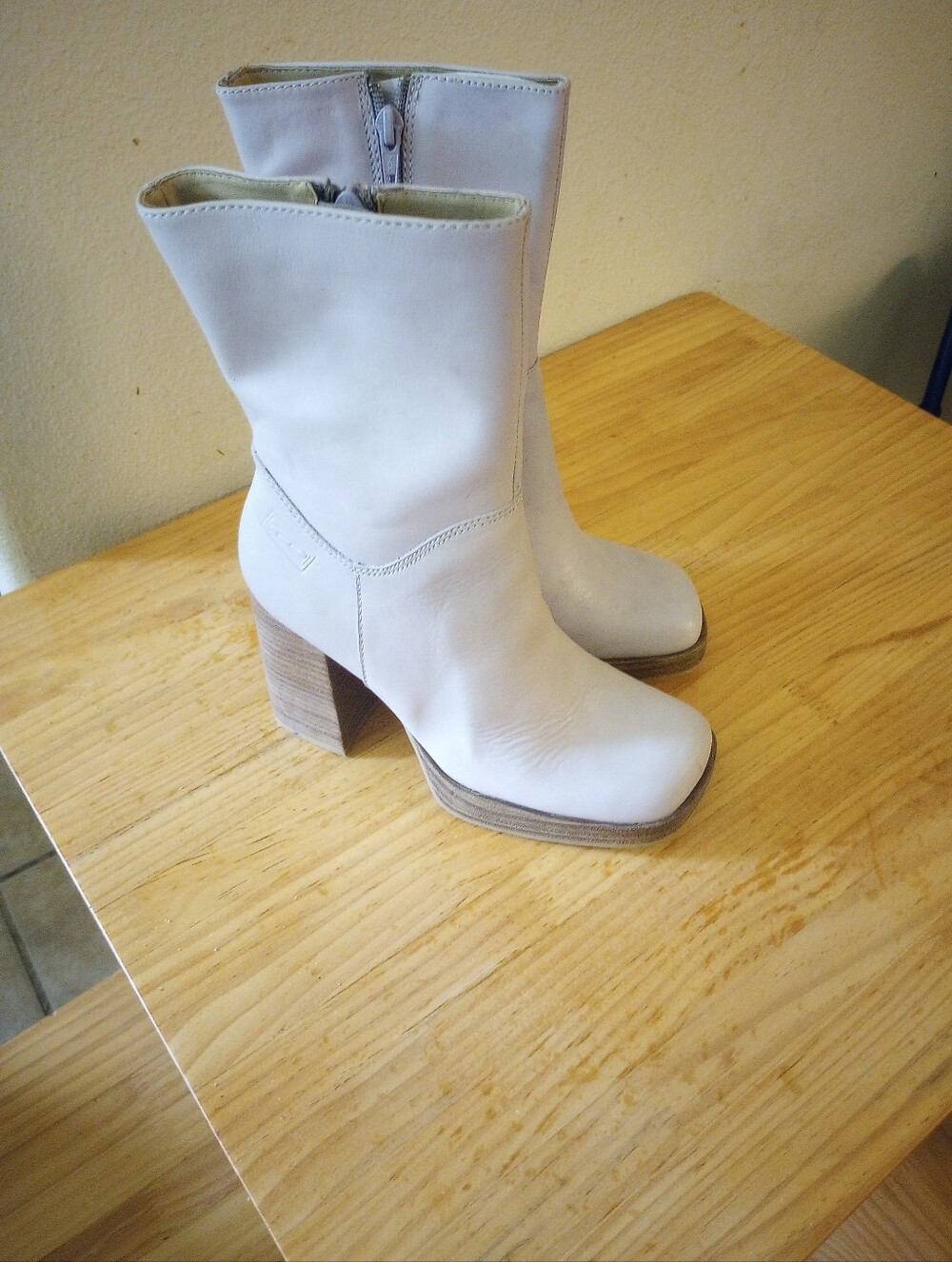 Candie's Cream Mid-Calf Block Heel Boots
